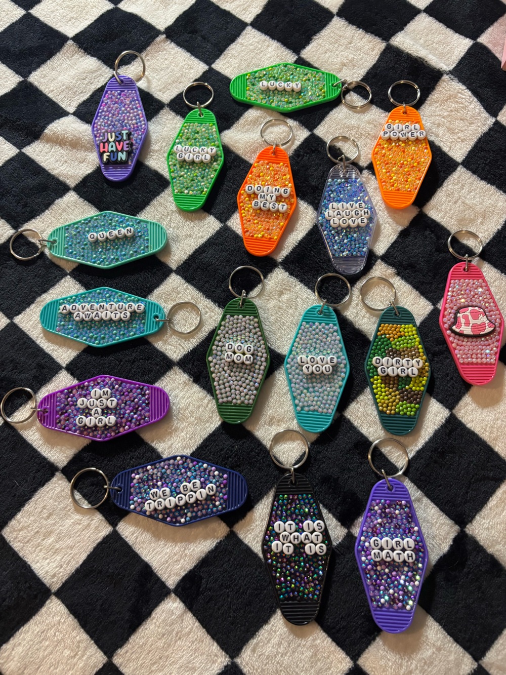 16 bedazzled hand made keychains for bridal showers birthday party’s or gifts